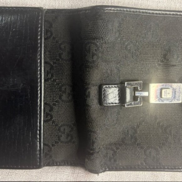 Gucci - Vintage black "double G" spider web bifold wallet - Picture 4 of 4